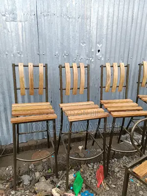 Wooden Bar High Chairs, Powder Coated 