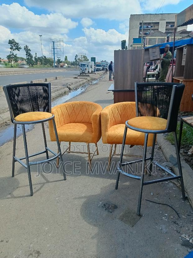 Powder Coated Wooven Stools, and 2 Chairs. - thumbnail 2