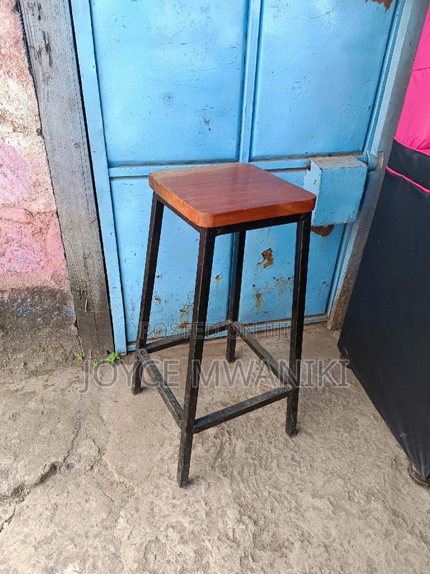 Wooden Backless High Stool, Square - thumbnail 3