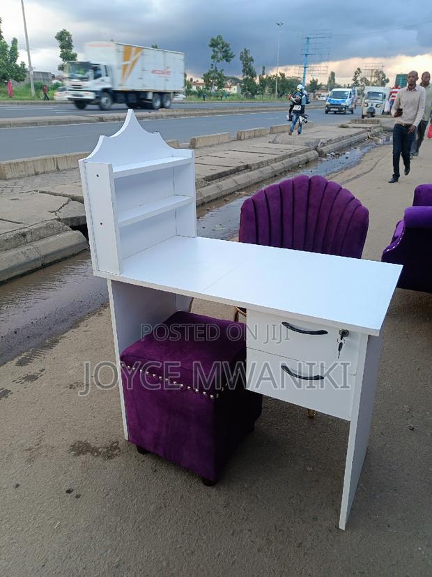 Manicure Set, White Table, Flower Seat and a Stool - main view