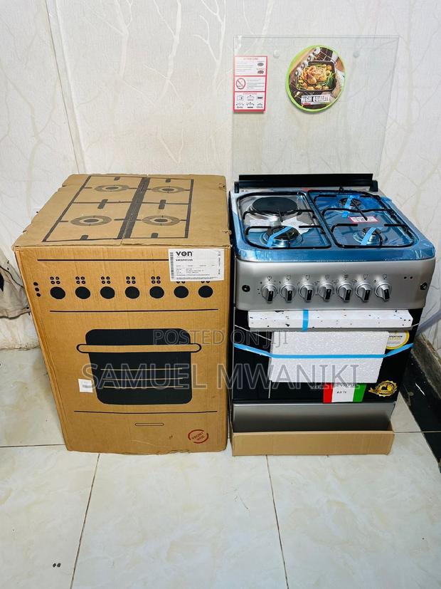 VON 60×60 3 Gas Burner +1 Electric Cooker With Electric Oven - main view
