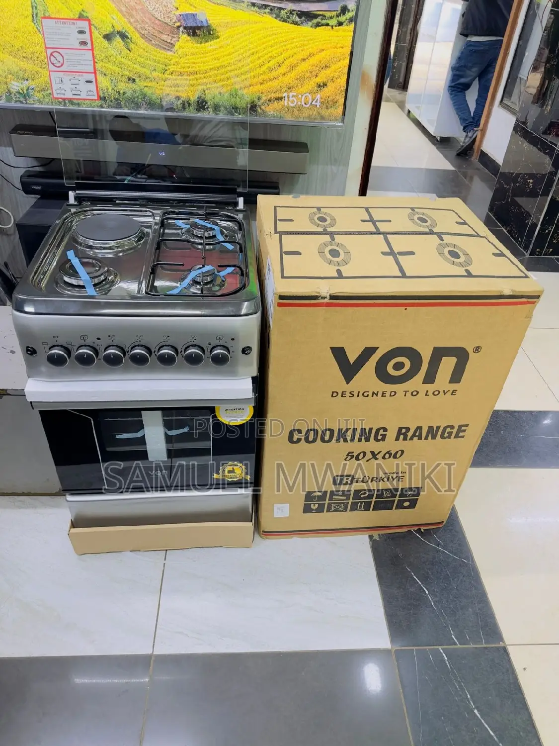 Von Hotpoint 50 by 60 3G+1E Cooker With Electric Oven