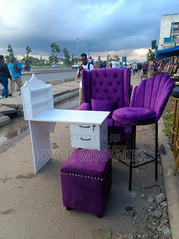 Manicure Table, Pedicure Seat and a Puff and a Counter Chair - main view