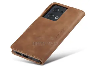 Leather Wallet Case With Stand for OPPO Reno8 5G - Tan