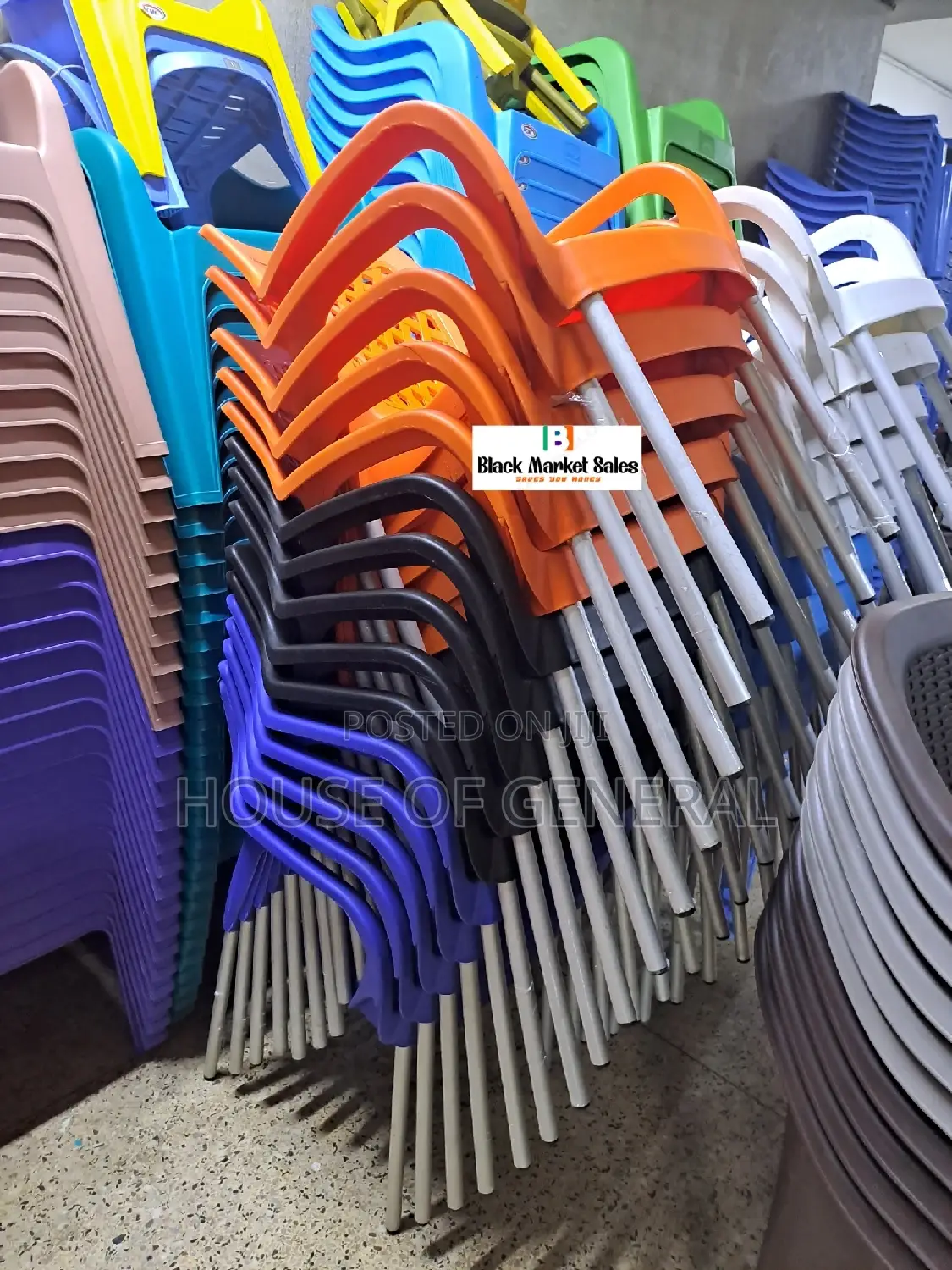 Mix Colours Plastic Chair With Metal Legs