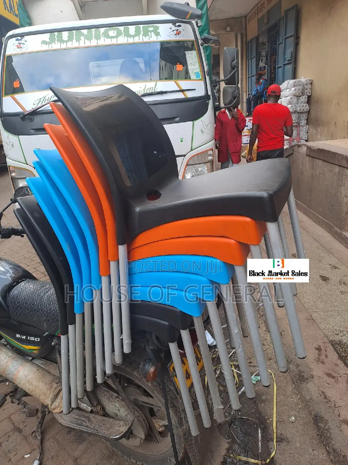 Mix Colours Armless Plastic Chair With Metal Legs