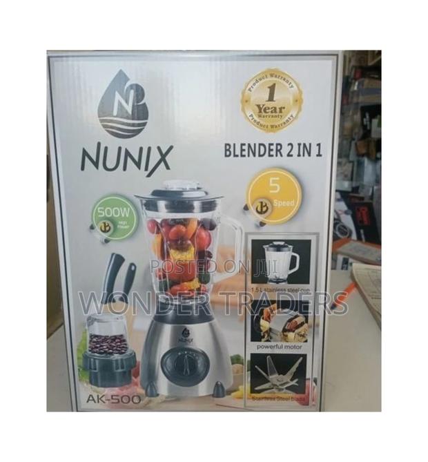 Nunix AK-500 Powerful 2 in 1 Blender With Glass Jar - 1.5L