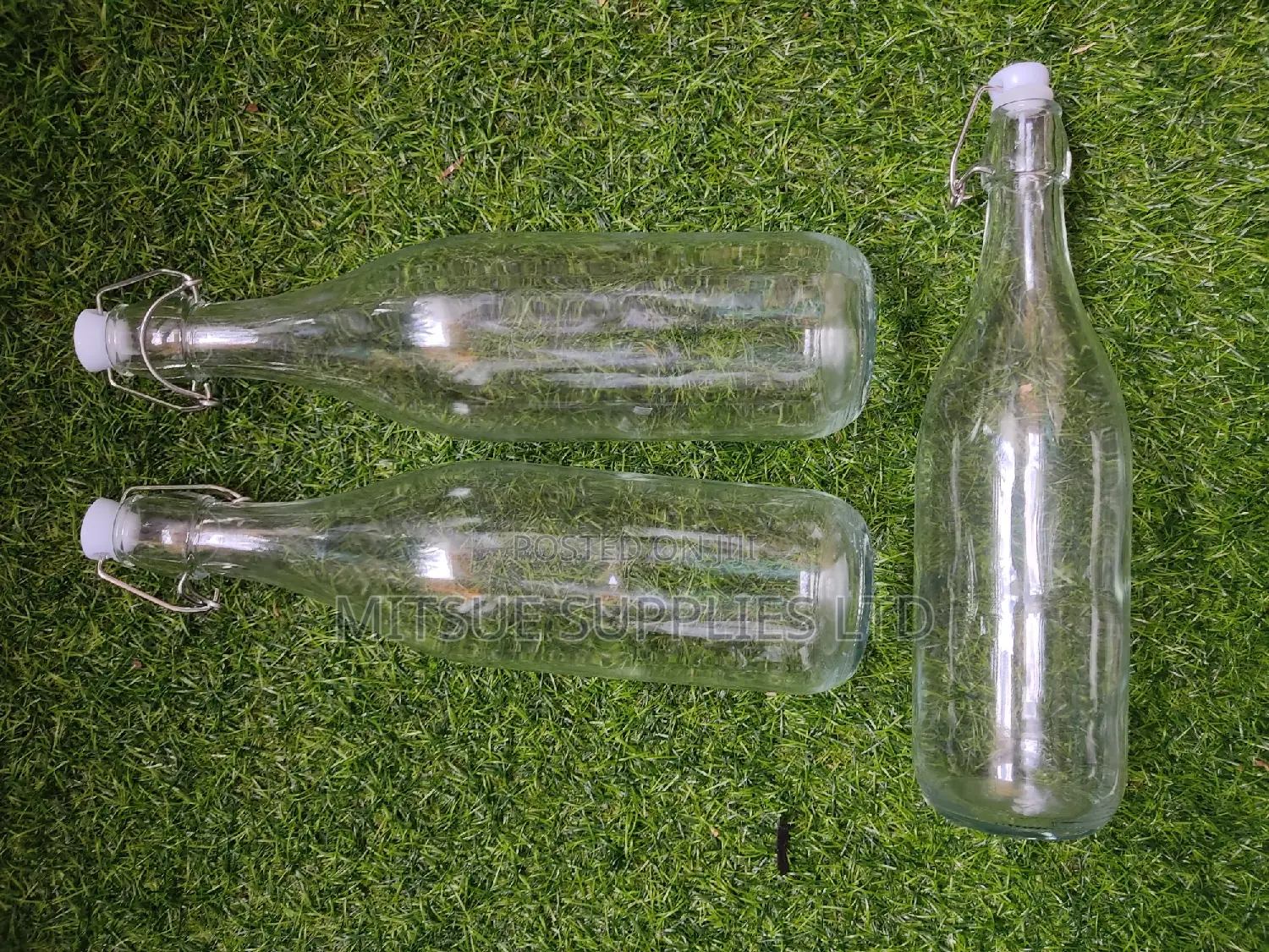 6 Glass Water Bottle 1000ml With Clip Top Multi Purpose With Flip Lock