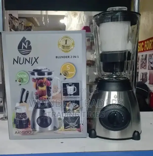 .Nunix AK-500 Powerful 2 in 1 Blender With Glass Jar - 1.5L.
