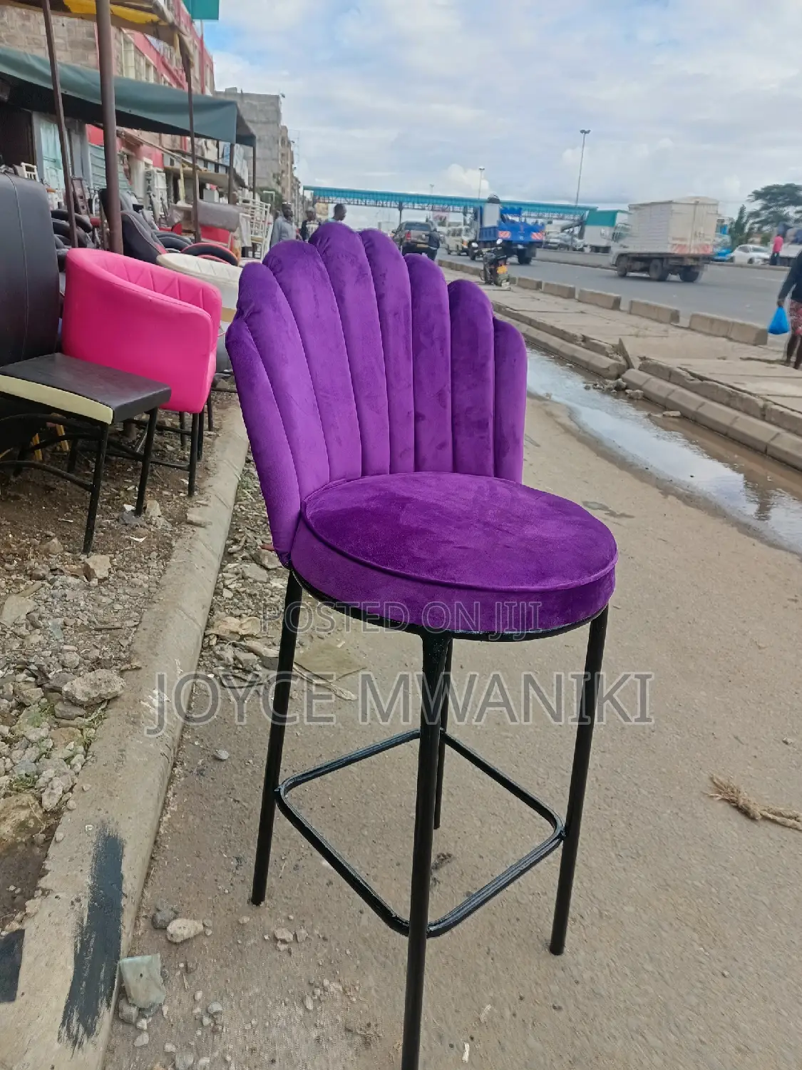 Counter Flower High Stool, Purple 