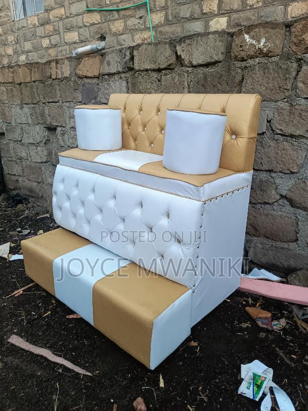 Pedicure Seat, White and Gold, 2 Seater - main view