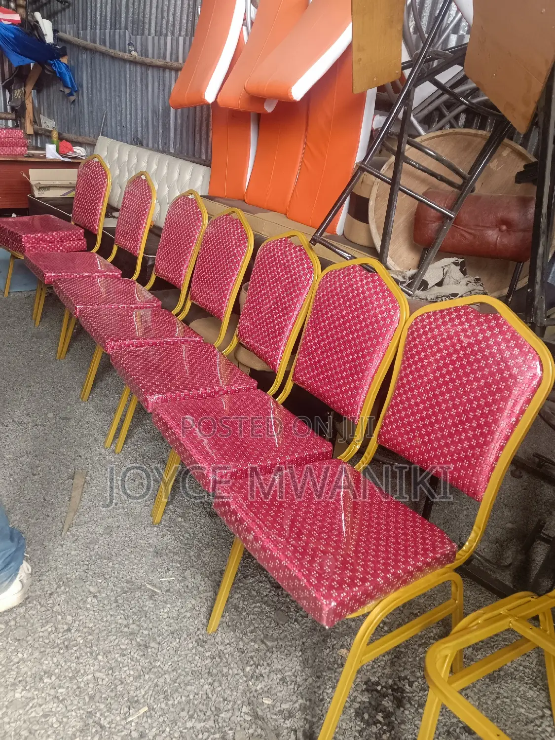Conference Chairs, Red With Polythene Paper