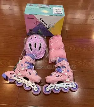 Skates Shoes Professional Rubber Wheels Full Set Colour Pink