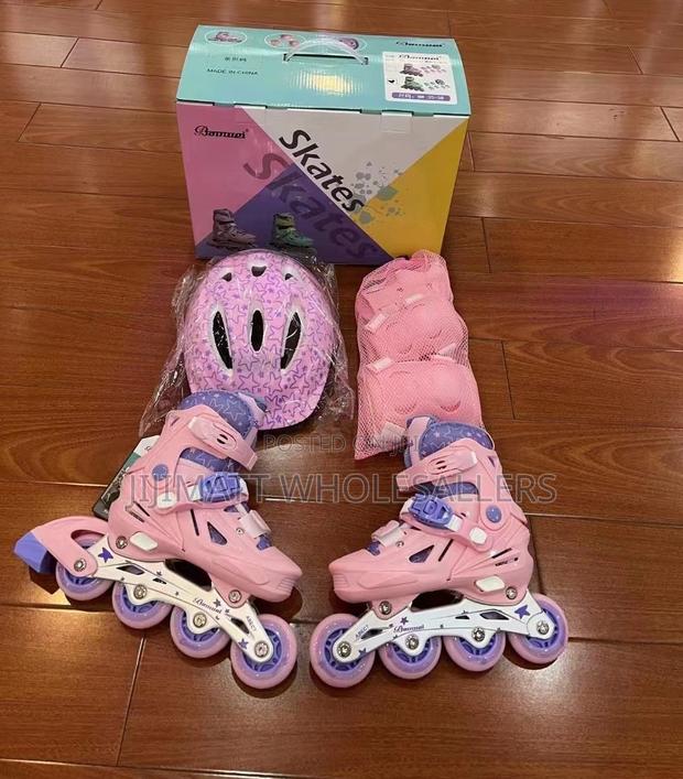 Skates Shoes Professional Rubber Wheels Full Set Colour Pink