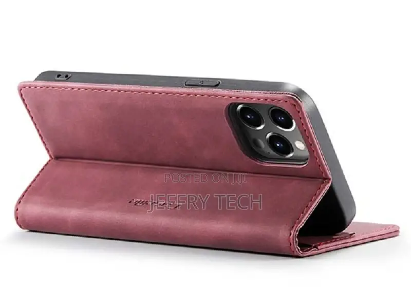 Leather Wallet Case With Stand for iPhone 14 Pro Max - Burgu
