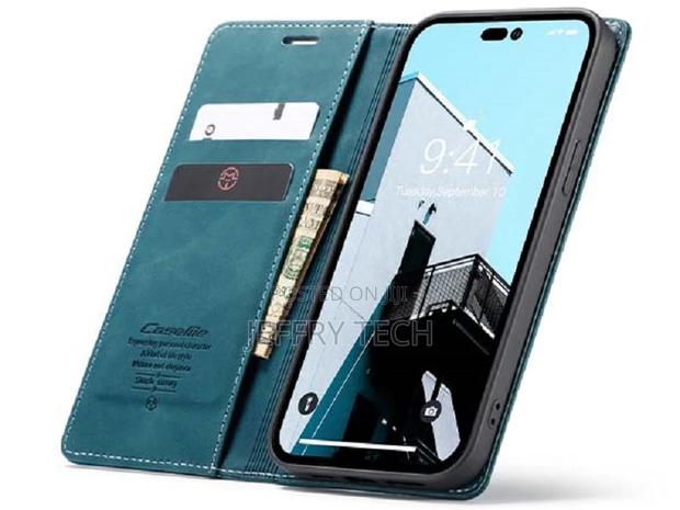 Wallet Case With Stand for iPhone 14 Pro Max - Teal - thumbnail 2