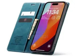 Leather Wallet Case With Stand for iPhone 15 Pro - Teal