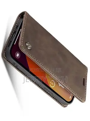 Leather Wallet Case With Stand for iPhone 15 Pro - Chocolate
