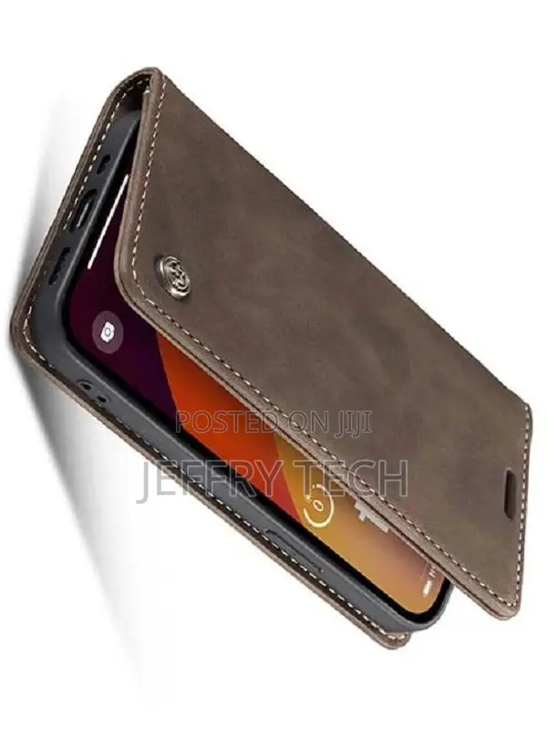 Leather Wallet Case With Stand for iPhone 15 Pro - Chocolate