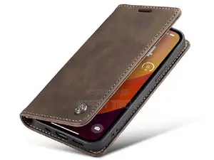 Leather Wallet Case With Stand for iPhone 15 Pro - Chocolate