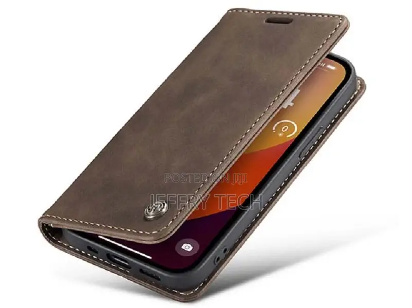 Leather Wallet Case With Stand for iPhone 15 Pro - Chocolate