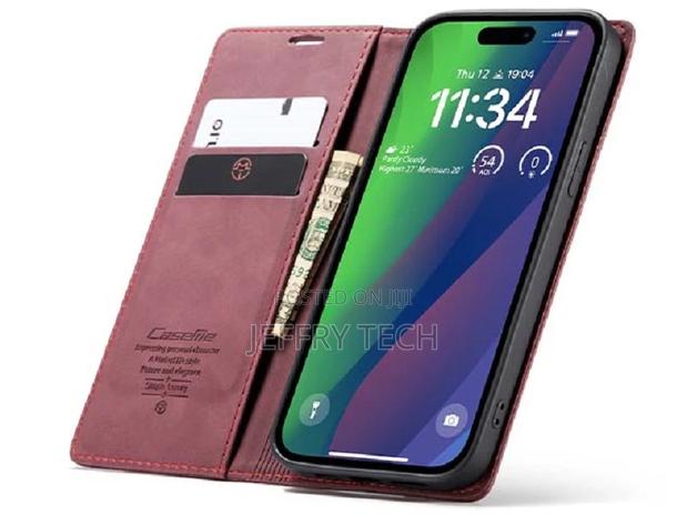 Leather Wallet Case With Stand for iPhone 15 Plus - Chocolat - thumbnail 3