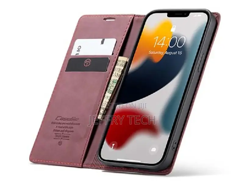 Leather Wallet Case With Stand for iPhone 13 Pro Max - Burgu