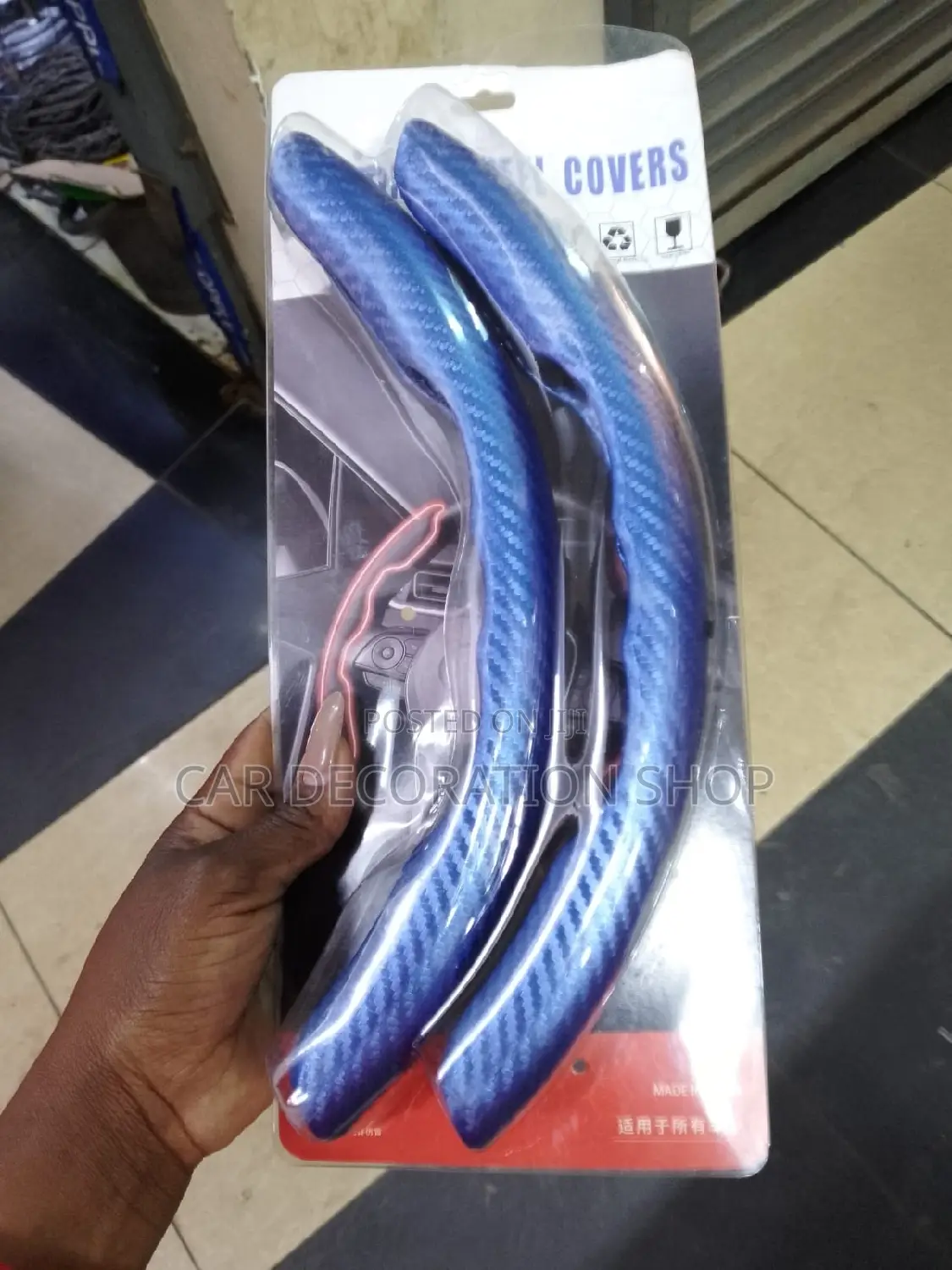 Blue Carbon Finish Steering Wheel Cover