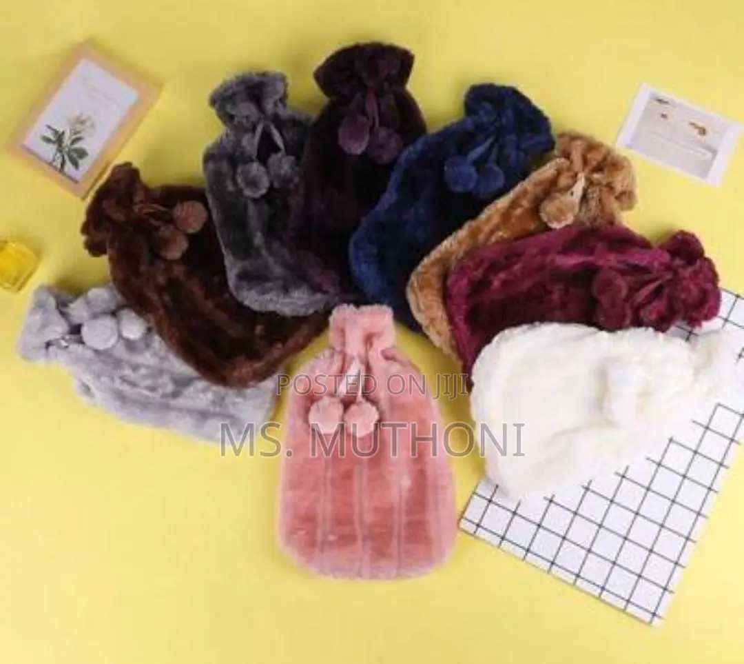 *Fluffy Fabric Covered 2 Litre Hot Water Bottle Bag