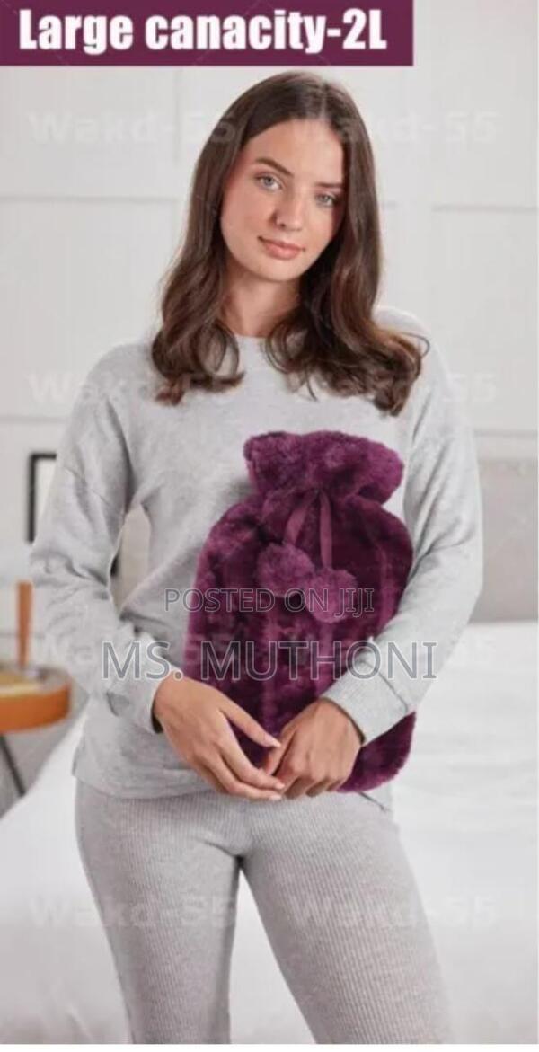 *Fluffy Fabric Covered 2 Litre Hot Water Bottle Bag - thumbnail 3