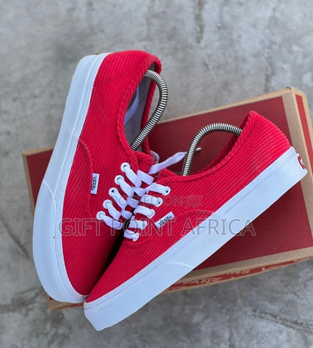 Red Double Sole Corduroy Vans - main view