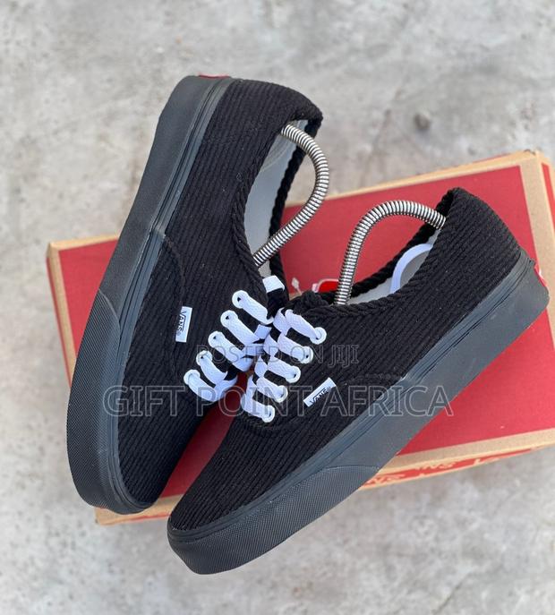 All Black Double Sole Corduroy Vans - main view