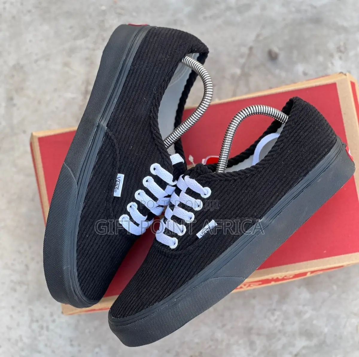 All Black Double Sole Corduroy Vans
