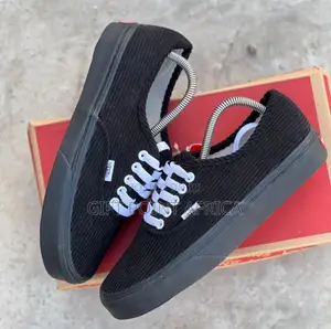 All Black Double Sole Corduroy Vans
