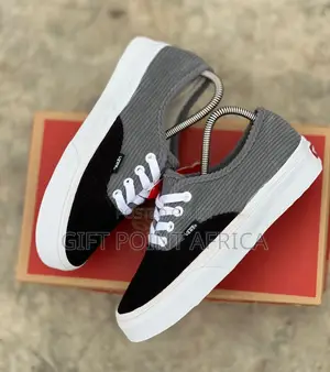 Black Gray Double Sole Corduroy Vans