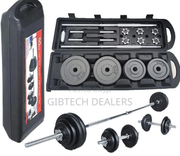 50kg Chrome Dumbbells With Barbell