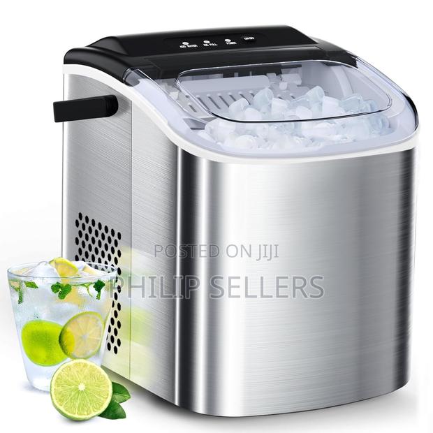 Stainless Steel Ice Maker Countertop, 26lbs/24h, 9 Cubes Rea - main view