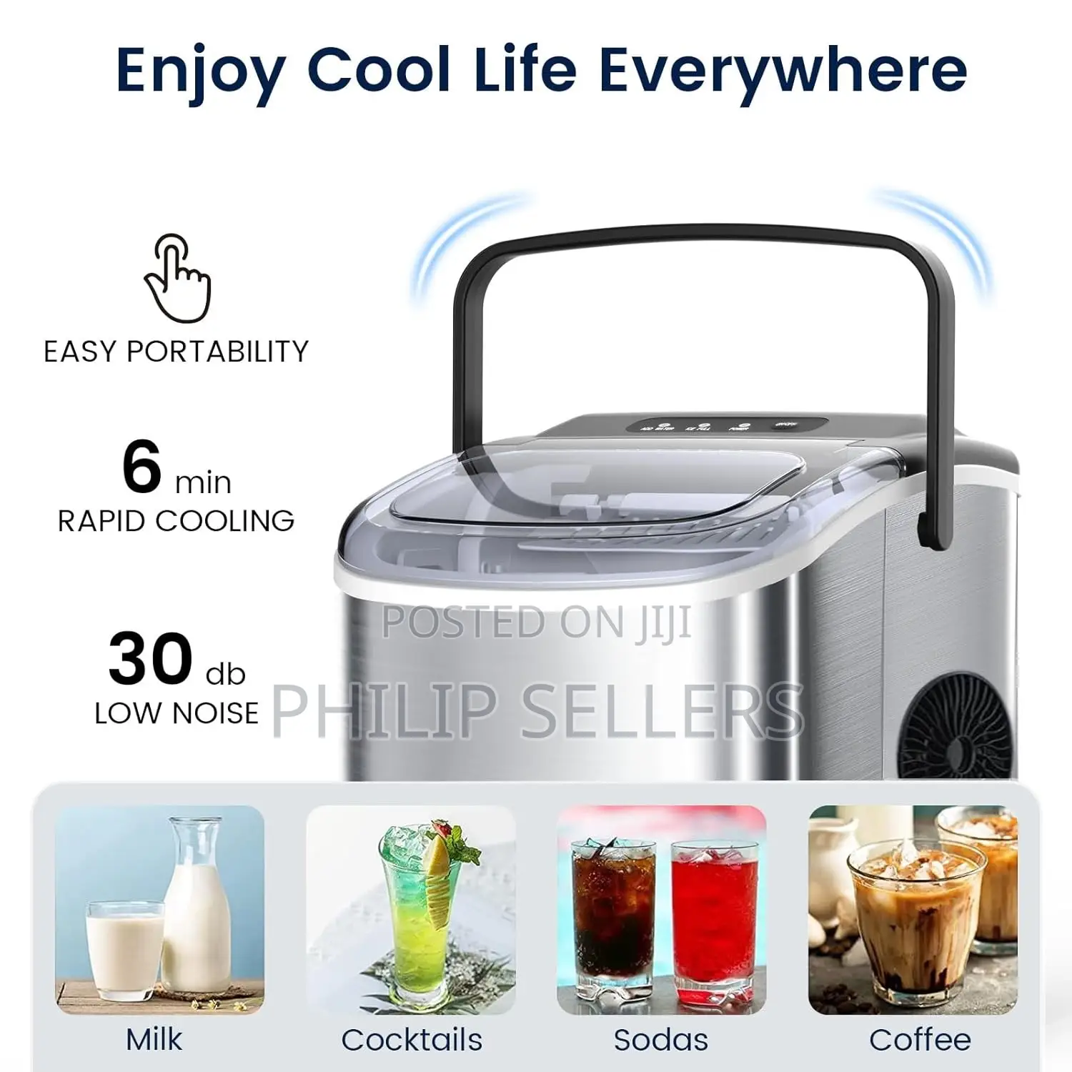 Stainless Steel Ice Maker Countertop, 26lbs/24h, 9 Cubes Rea