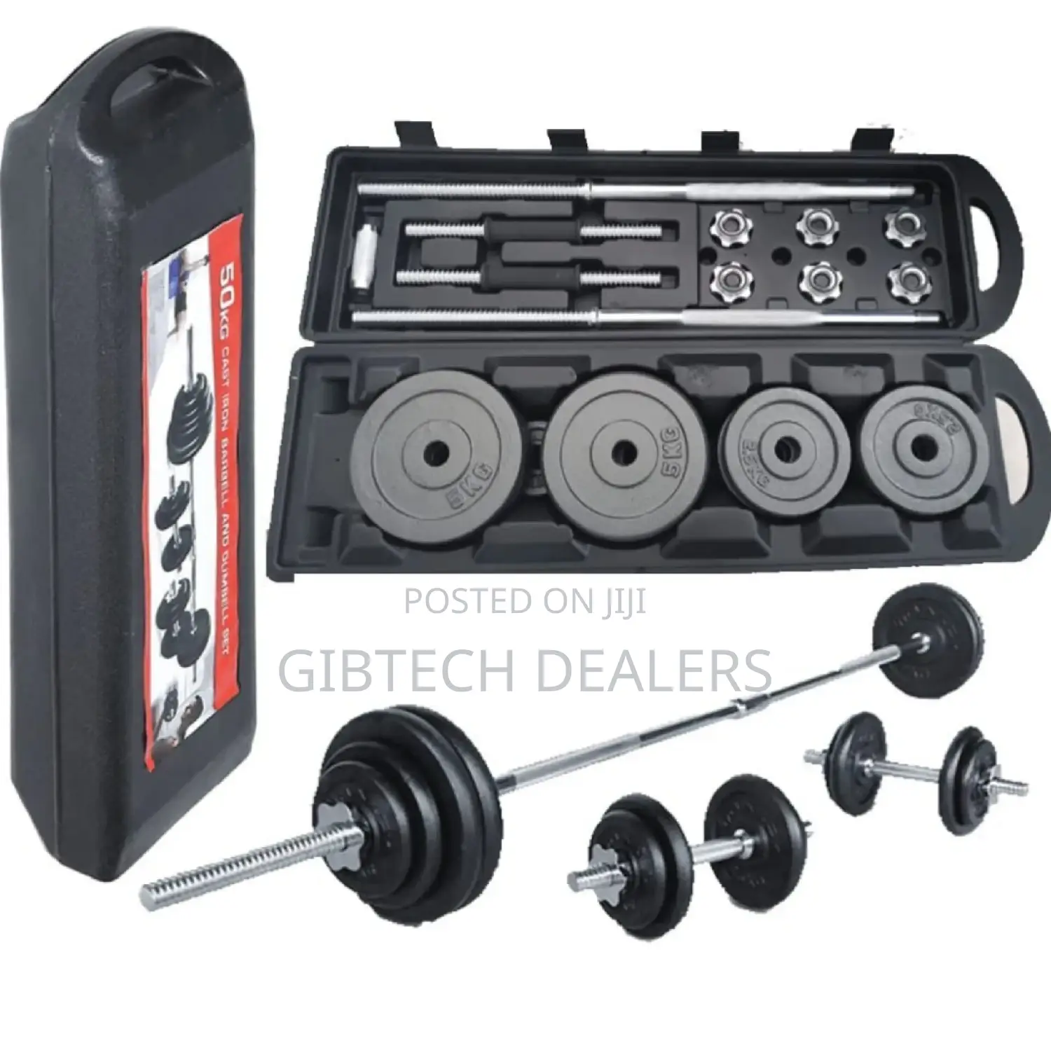 50kg Chrome Dumbbells With Barbell