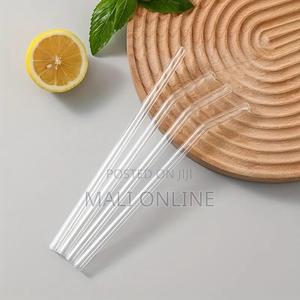 4pcs Reusable Glass Straws With Cleaning Brush - thumbnail 2