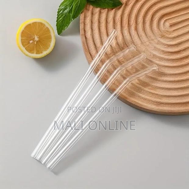 4pcs Reusable Glass Straws With Cleaning Brush - main view