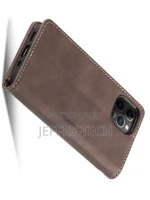 Leather Wallet Case With Stand for iPhone 12 Pro - Chocolate