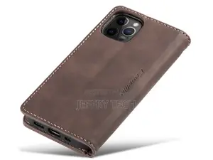 Leather Wallet Case With Stand for iPhone 12 Pro - Chocolate