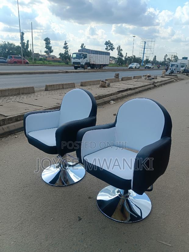 Salon Chairs With Hydraulic Machine, Black and White - main view