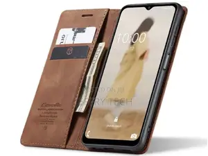 Leather Wallet Case With Stand for Samsung Galaxy A14 - Tan