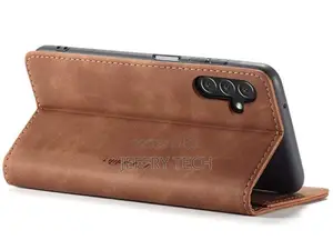 Leather Wallet Case With Stand for Samsung Galaxy A14 - Tan