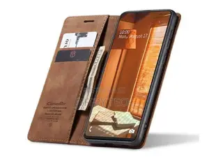 Leather Wallet Case With Stand for Samsung Galaxy A73 5G Tan