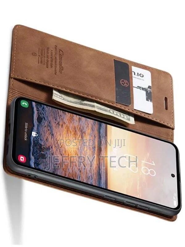 Leather Wallet Case With Stand for Samsung Galaxy A54 - Tan - thumbnail 2
