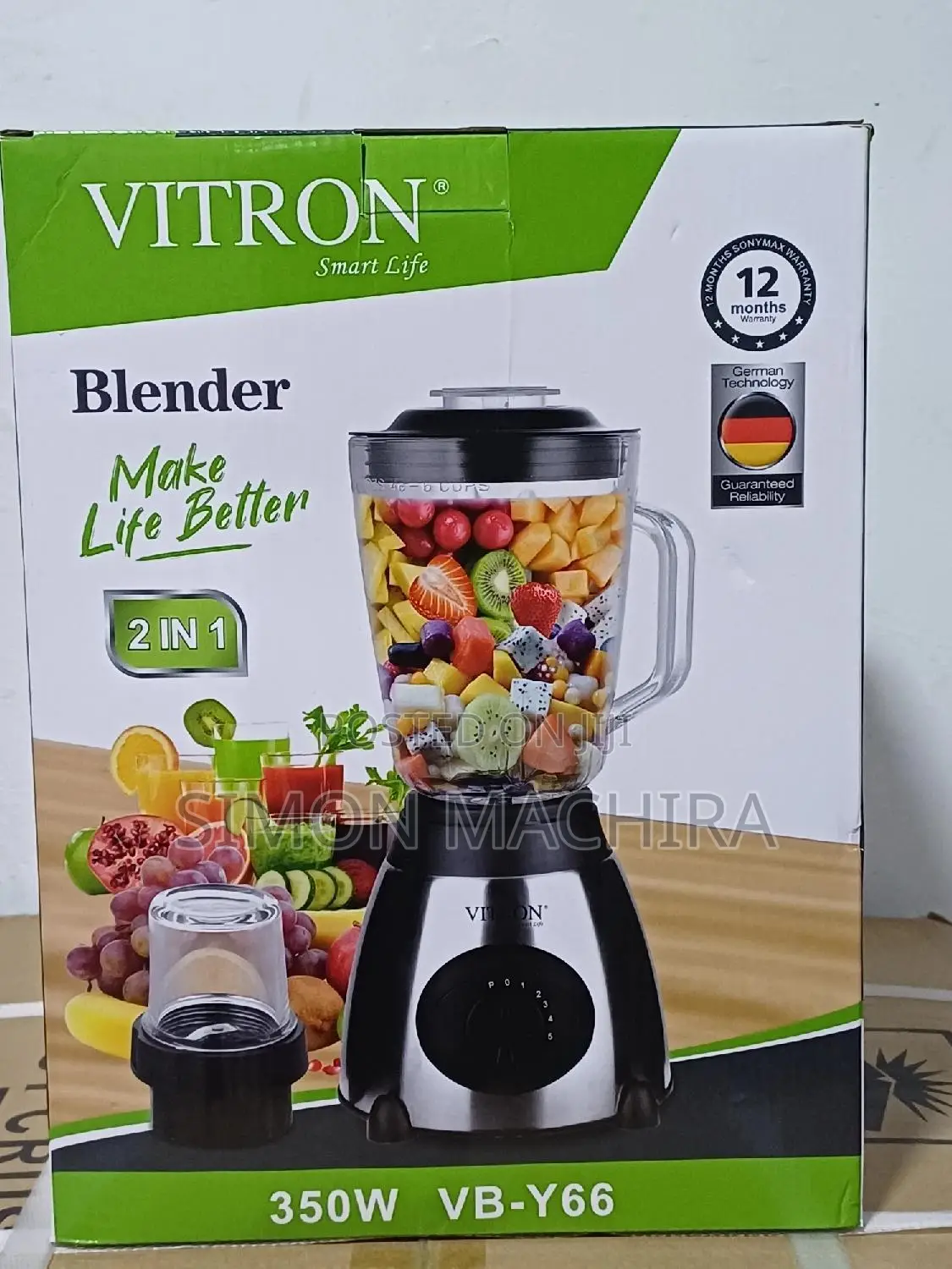 2 in 1 Vitron Blender With Grinder