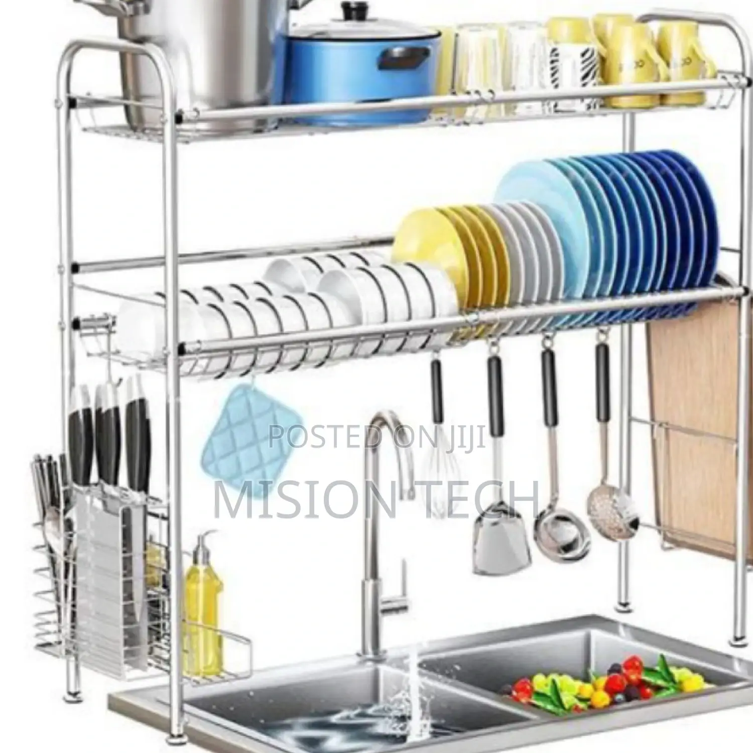 2 Tier Silver Over the Sink Dish Drainer